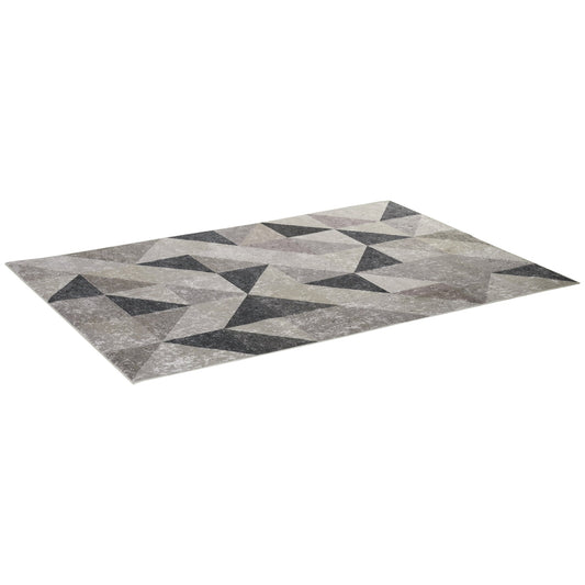 HOMCOM Modern Grey Rug, Geometric Area Rugs Large Carpet for Living Room, Bedroom, Dining Room, 160x230 cm