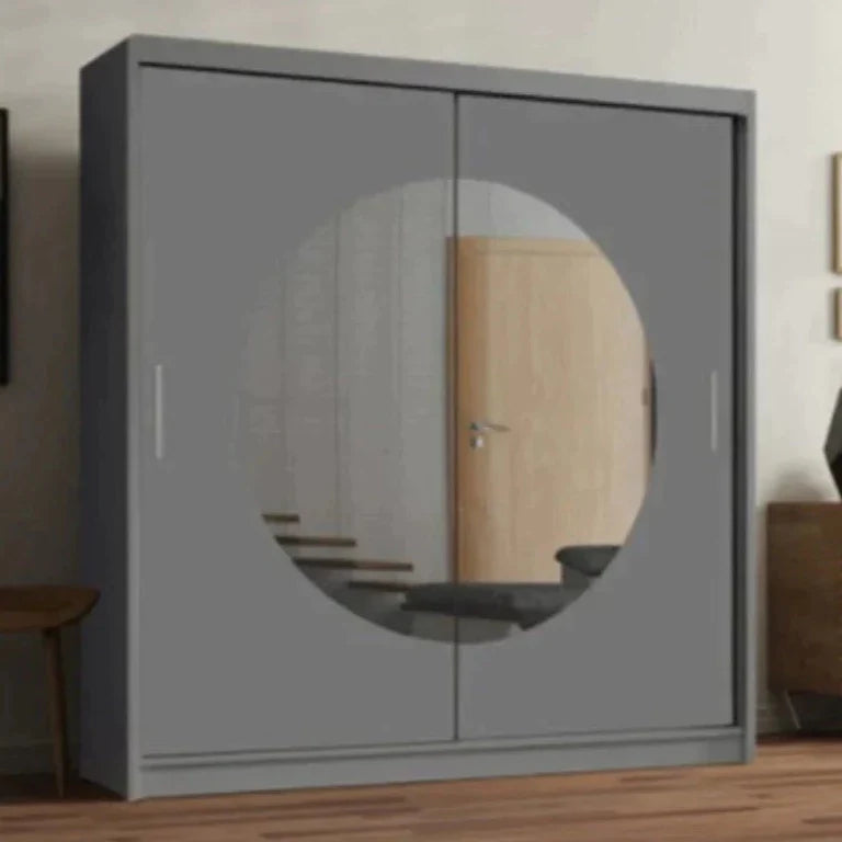 Moon 2 Sliding Door Wardrobe Grey, Black, White - 150cm and 203cm