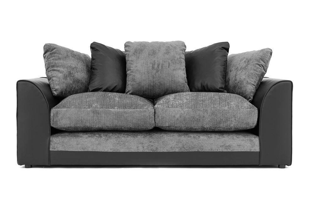 Aruba Black and Grey Chenille Fabric Corner Sofa