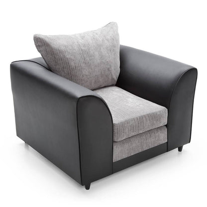 Aruba Fabric 3 Seater and 2 Seater Sofa Set - Black and Grey