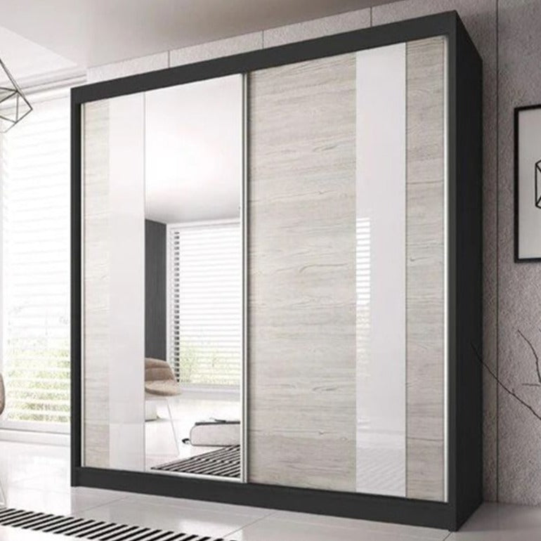 Mable-XII 2-Door Sliding Wardrobe - Kathult Oak and White