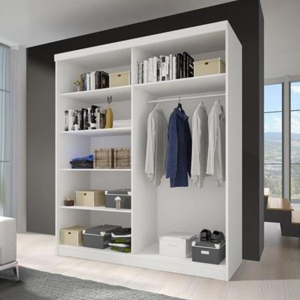 Mable-XII 2-Door Sliding Wardrobe - Kathult Oak and White