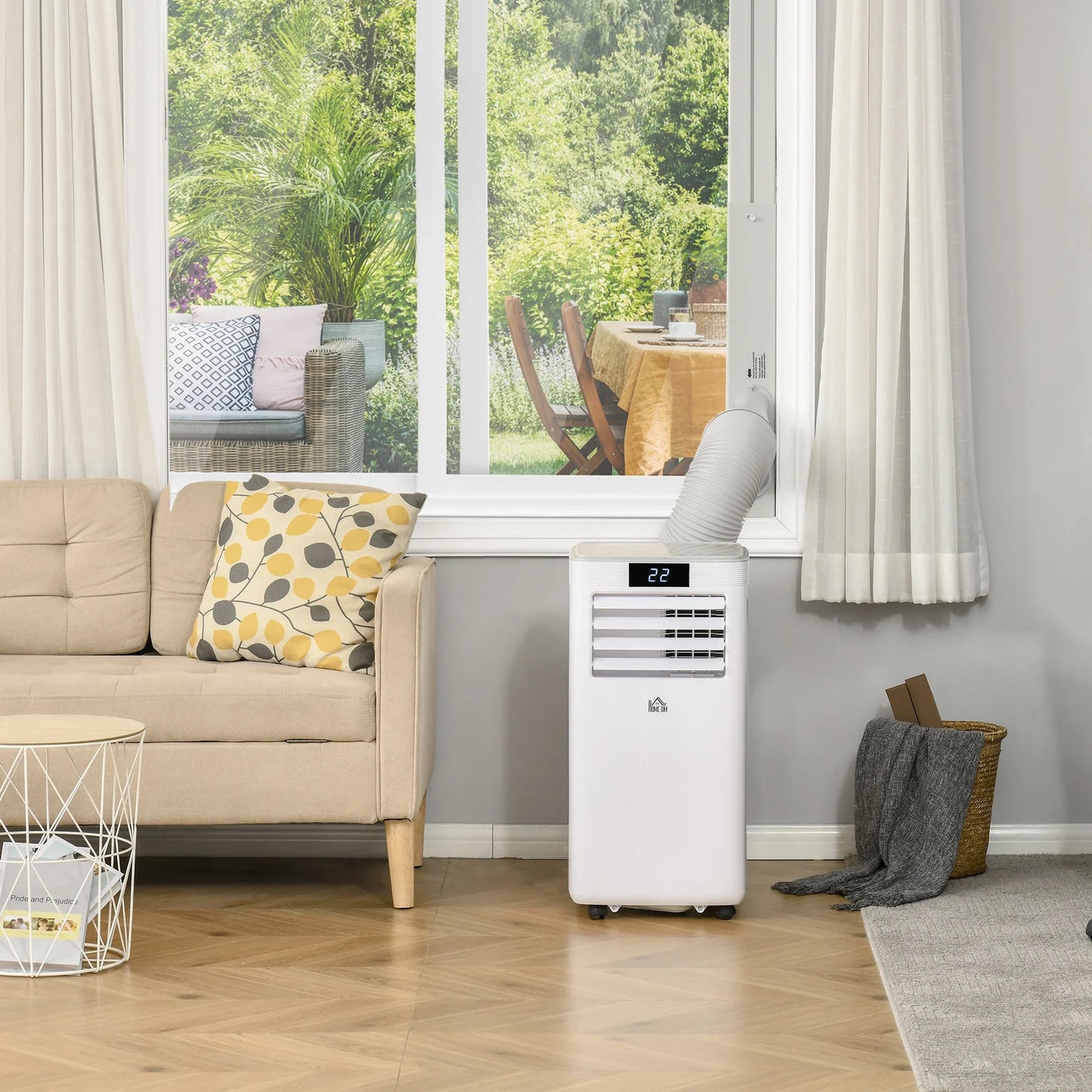 HOMCOM 4-In-1 10000 BTU Air Conditioner Portable AC Unit for Cooling Dehumidifying Ventilating for Room up to 22m², with Remote Controller, 24H Timer, Window Mount Kit, R290, A Energy Efficiency