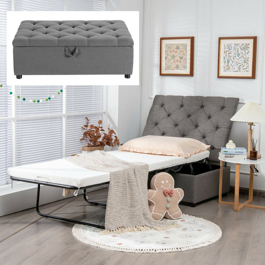2-in-1 Convertible Sofa Bed with Mattress for Home and Office-Grey