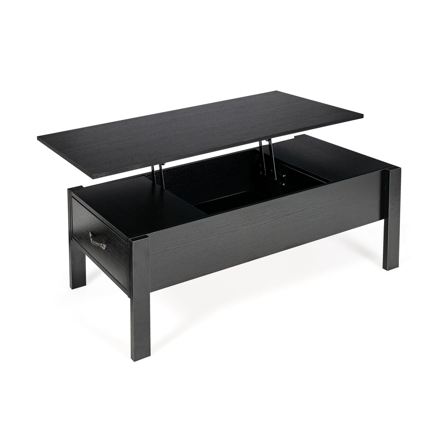 Lift Up Top Coffee Table with Hidden Storage Compartment-Black