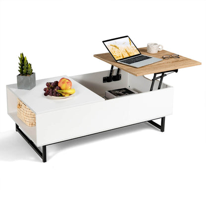 Lift Up ConvertibleTop Coffee Table with Hidden Storage Compartment