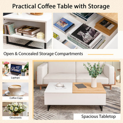 Lift Up ConvertibleTop Coffee Table with Hidden Storage Compartment