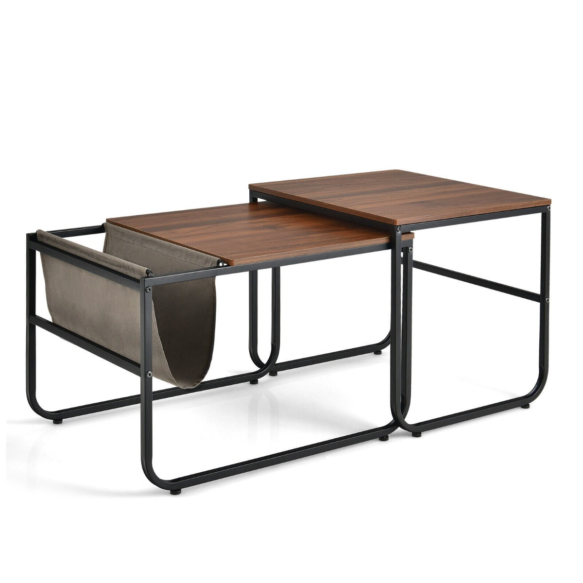 2 Pieces Modern Industrial Nesting Coffee Table Set