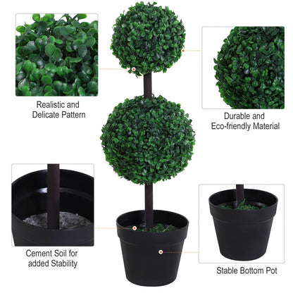 Outsunny Set of 2 Artificial Topiary Trees, with Pot (67cm)