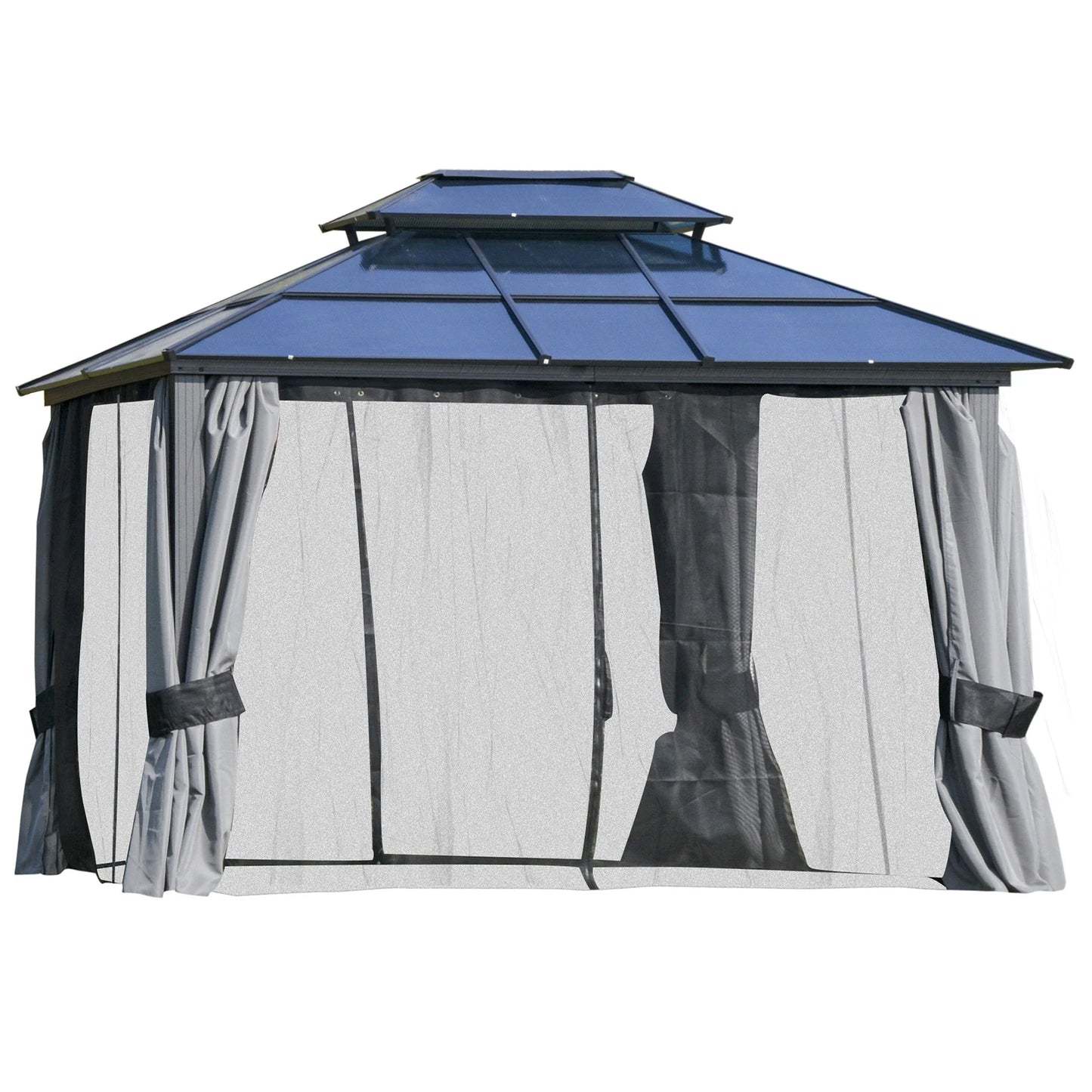 Outsunny Outdoor 3.6 x 3(m) Gazebo Cabana w/ Steel Frame & Net Sidewalls for Privacy