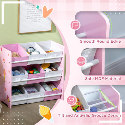 ZONEKIZ Storage Unit W/9 Removable Storage Baskets for Nursery Playroom, Pink