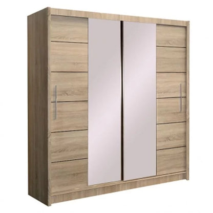 Luzern Sliding Door 203cm Mirror Wardrobe - Oak Sonoma