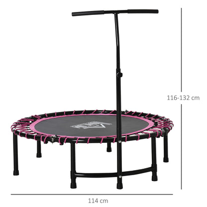 HOMCOM Trampoline Outdoor Bouncer Jumper 3-Level Adjustable Handle Adult Kid -Pink
