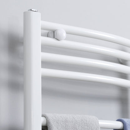 HOMCOM Straight Heated Towel Rail, Hydronic Bathroom Ladder Radiator Towel Warmer White