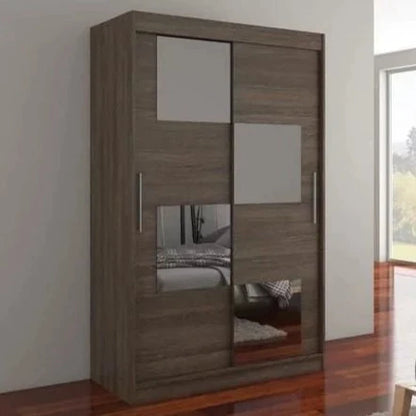 Laos Mirrored 2-Door Sliding Wardrobe 120cm - White, Brown, Truffle Oak or Sonoma Oak