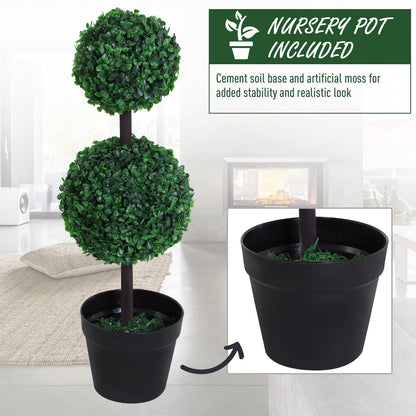 Outsunny Set of 2 Artificial Topiary Trees, with Pot (67cm)