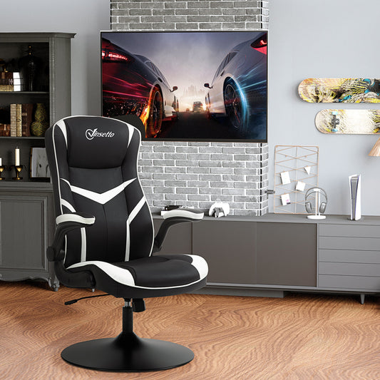 Vinsetto Faux Leather Racing-Style Chair, with Flip-Up Armrests