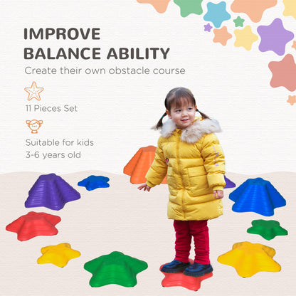 11pcs Balance Stepping Stones for Kids Starfish Style Non-slip Obstacle Course Stackable Balance Blocks Encourage Toddler Balance