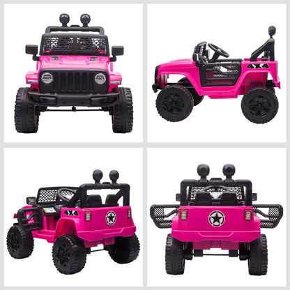 12V Battery-powered 2 Motors Kids Electric Ride On Car Truck Off-road Toy Pink