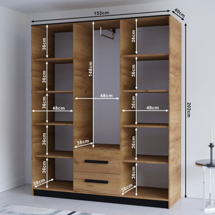 Malta IV Hinged Door Wardrobe 153cm