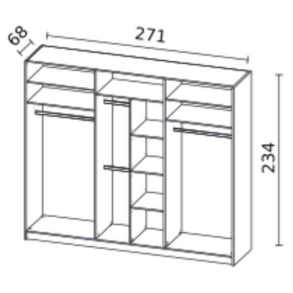 Marcelo Oak & White Gloss 2-Door Sliding Wardrobe - 4 Sizes