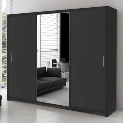 Monaco Mirrored Sliding Door Wardrobe - Black, White, Wenge, Oak, Walnut