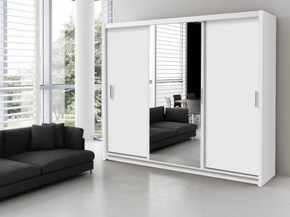 Monaco Mirrored Sliding Door Wardrobe - Black, White, Wenge, Oak, Walnut