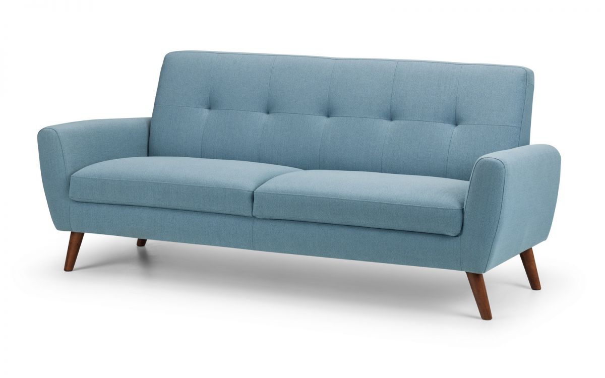 Monza Compact And Stylish 3 Seater Retro Sofa - Blue