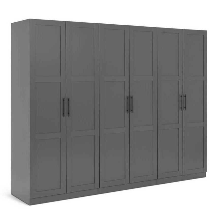 Contemporary 6 Door Closet - Charcoal