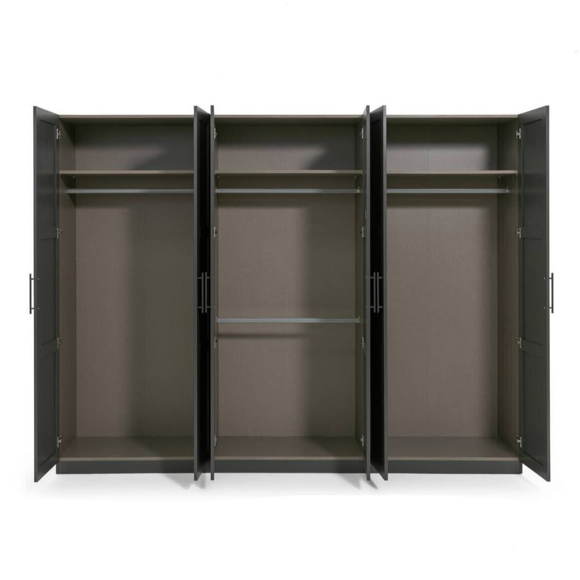 Contemporary 6 Door Closet - Charcoal