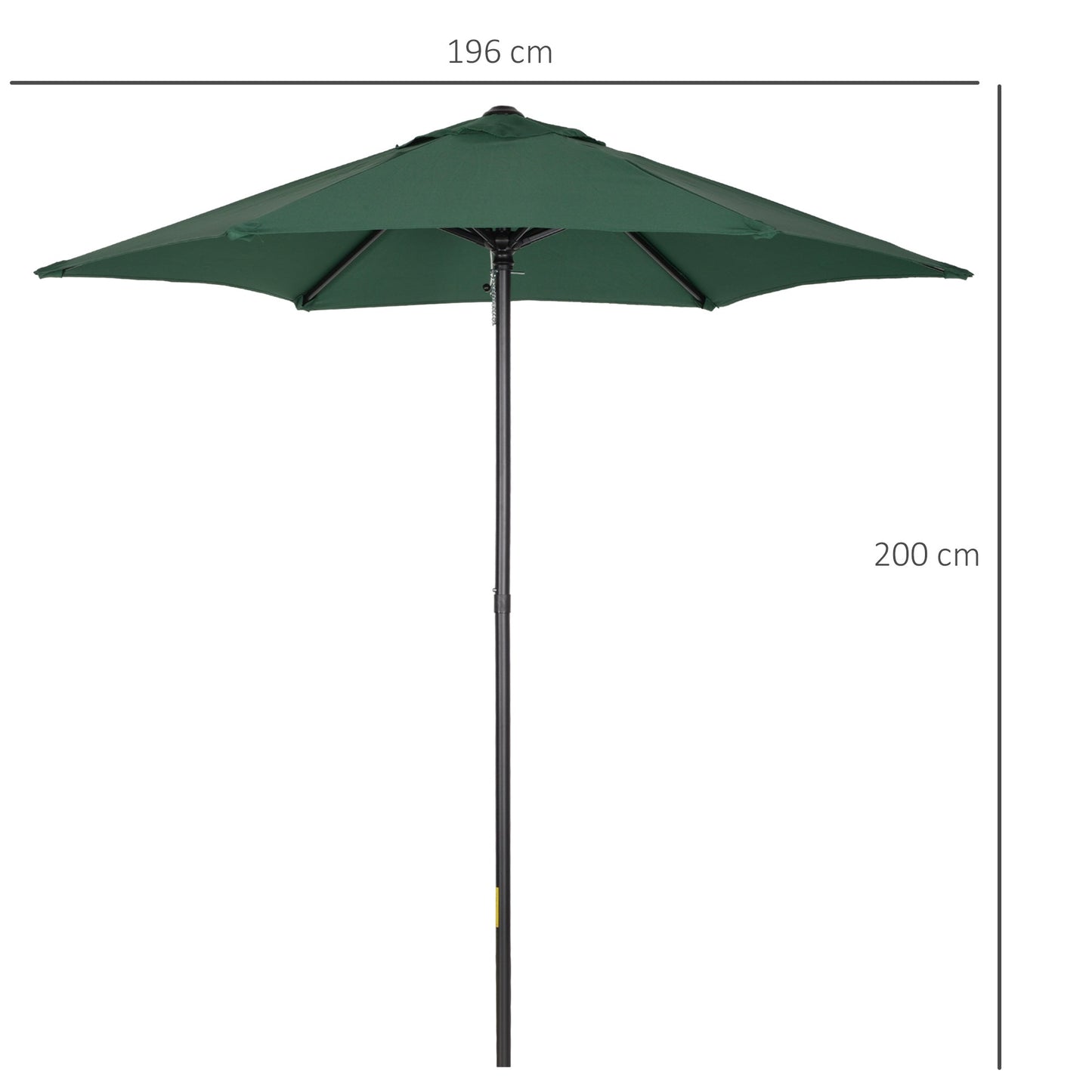 Outsunny 2m Garden Parasol Umbrella, Outdoor Sun Shade with 6 Sturdy Ribs for Balcony, Bench, Garden, Green