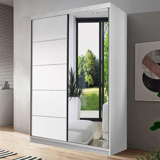 Pleasant 05 Sliding Door Wardrobe 120cm in White Matt