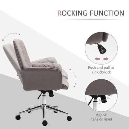 Vinsetto Micro Fiber Office Swivel Chair Mid Back Computer Desk Chair with Adjustable Seat, Arm - Light Grey