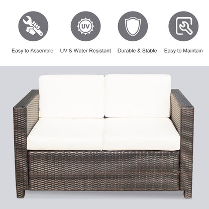 Outsunny 2-Seater Rattan Sofa - Brown