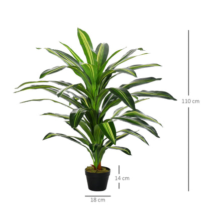 110cm Artificial Dracaena Tree Decorative Plant 40 Leaves with Pot