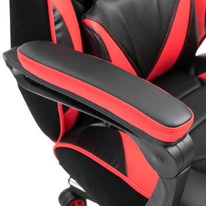 Vinsetto PU Leather Gaming Chair with Footrest and Headrest - Red/Black