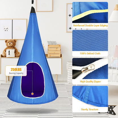 100 cm Adjustable Kids Tree Swing Tent with 2 Peep Windows-Blue