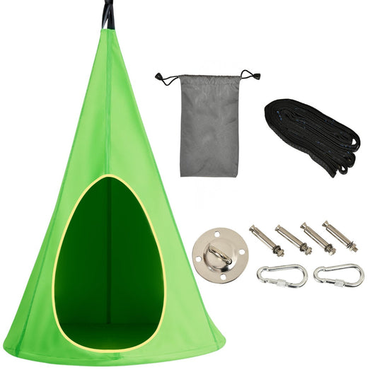 100 cm Adjustable Kids Tree Swing Tent with 2 Peep Windows-Green