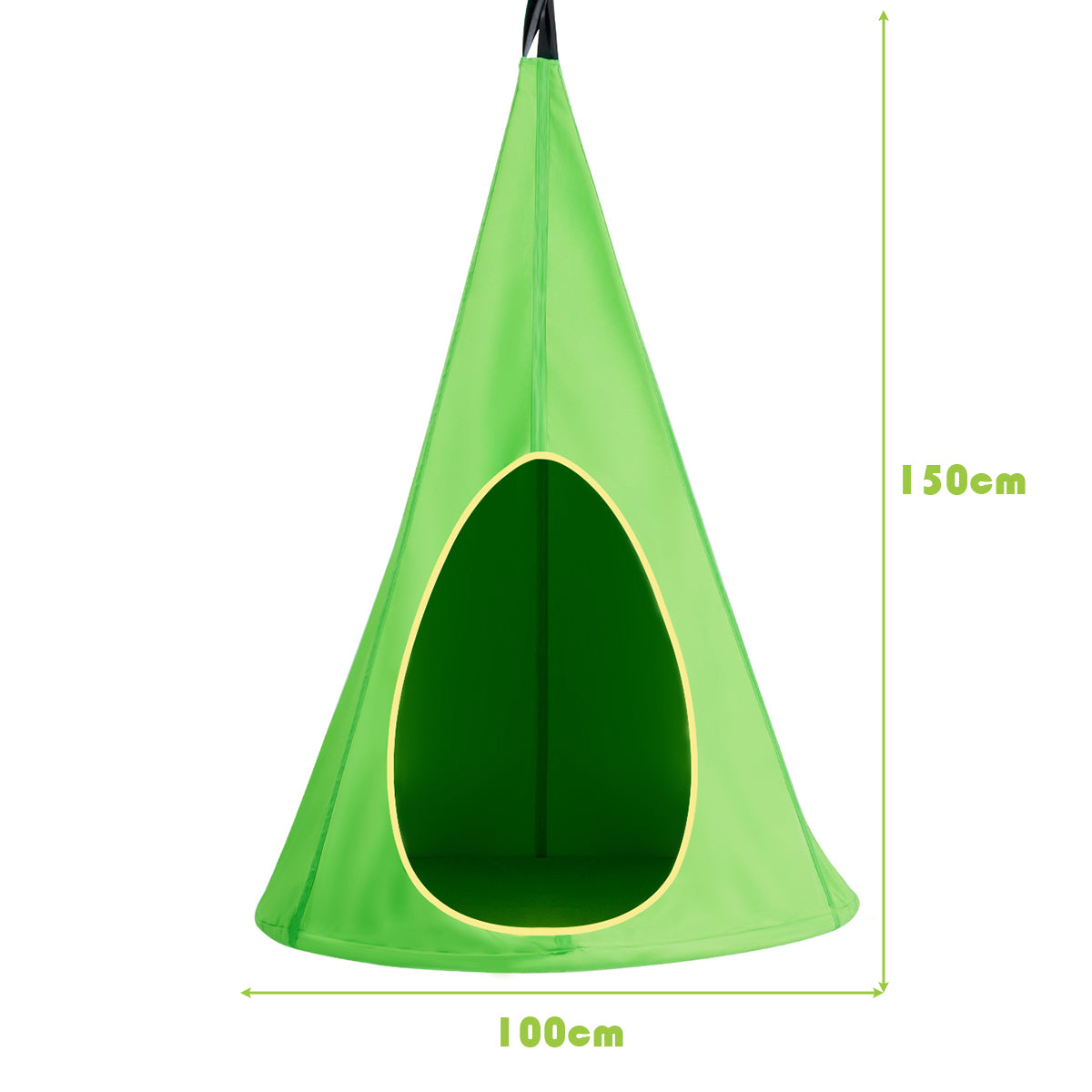 100 cm Adjustable Kids Tree Swing Tent with 2 Peep Windows-Green