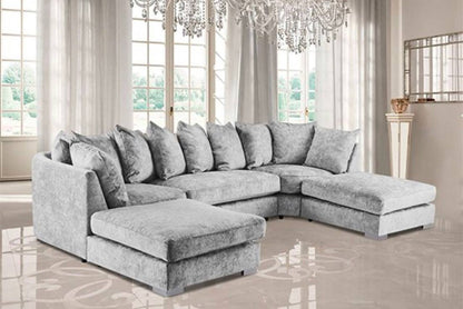 Bishop Luxe Soft Chenille U-Shape Scatter Back Corner Sofa (Grey)