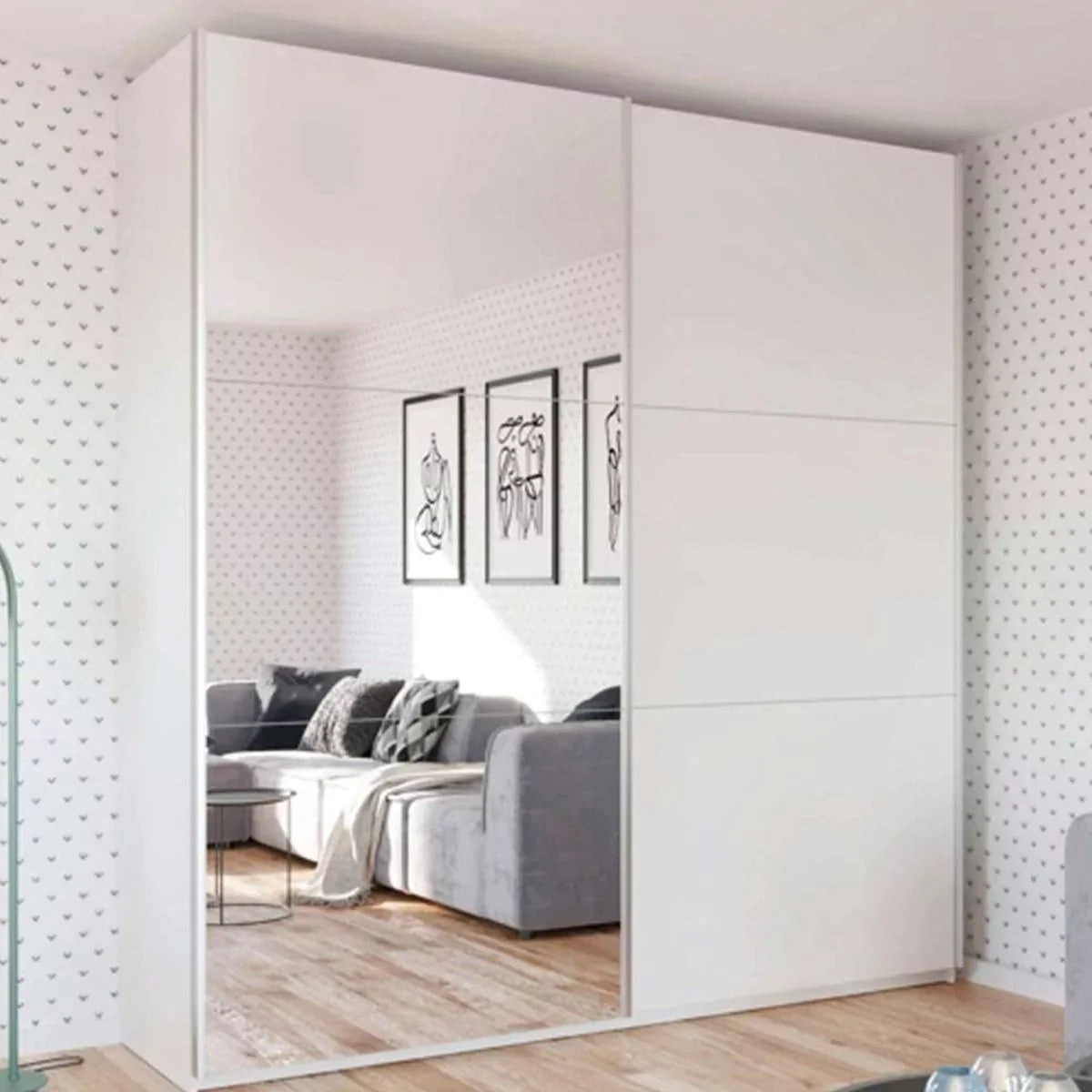 Wokingham Sliding Door Mirror 225cm Wardrobe - Platinum