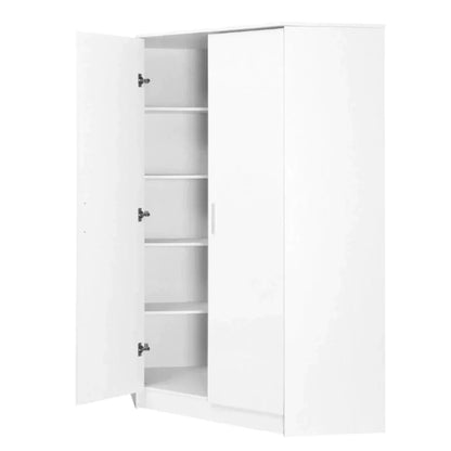 Reflect 2 Door High Gloss Corner Wardrobe - White