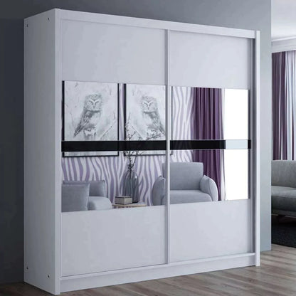 Trafford Sliding Door 203cm Wardrobe with Mirror - White