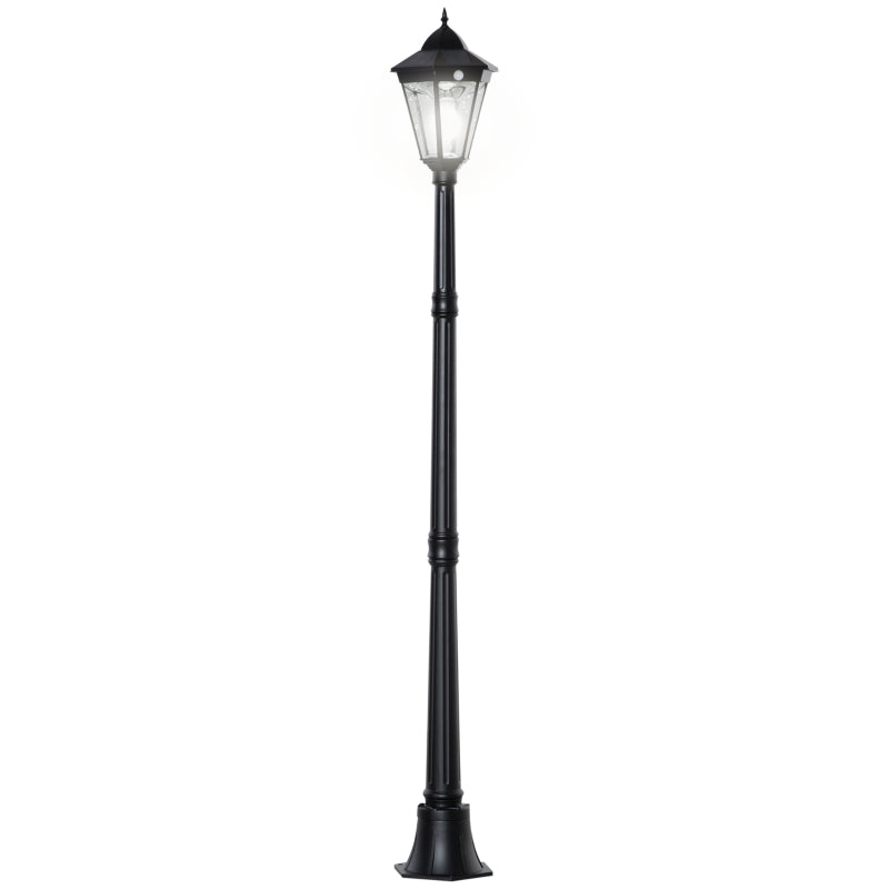 Outsunny 1.9M Garden Lamp Post Light, IP44 Outdoor LED Solar Powered Lantern Lamp with Aluminium Frame for Patio, Pathway and Walkway, Black