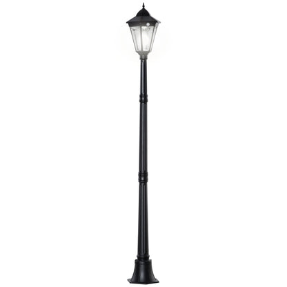 Outsunny 1.9M Garden Lamp Post Light, IP44 Outdoor LED Solar Powered Lantern Lamp with Aluminium Frame for Patio, Pathway and Walkway, Black