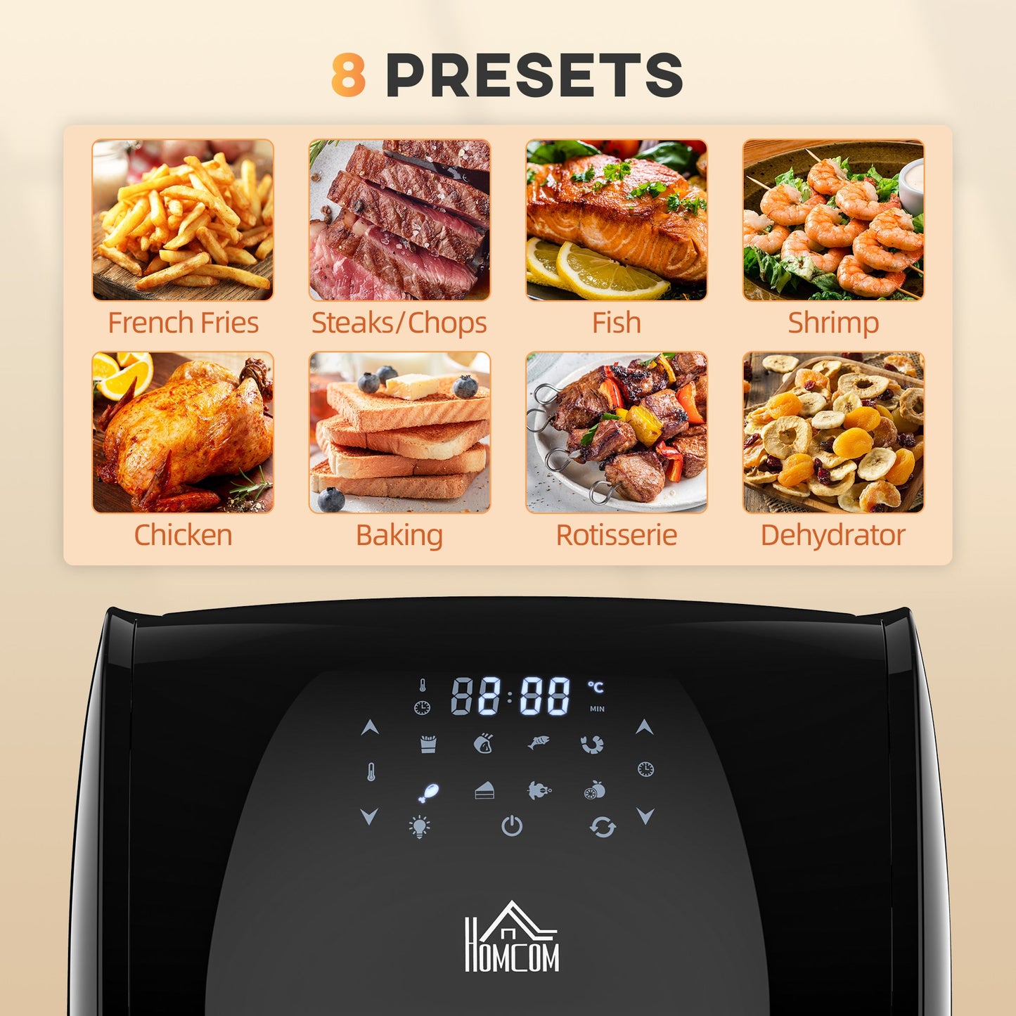 12L 8 in 1 Digital Air Fryer Oven 1800W, Black