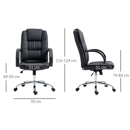 Vinsetto High Back Executive Office Chair, PU Leather Swivel Chair with Padded Armrests, Adjustable Height, Tilt Function, Black