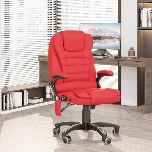 Faux Leather Office, Massage Function, High Back-Red