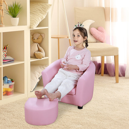 HOMCOM Kids Toddler Sofa Children's Armchair Footstool Non-Slip Feet Girl Boy Bedroom Playroom Seating Chair Pink