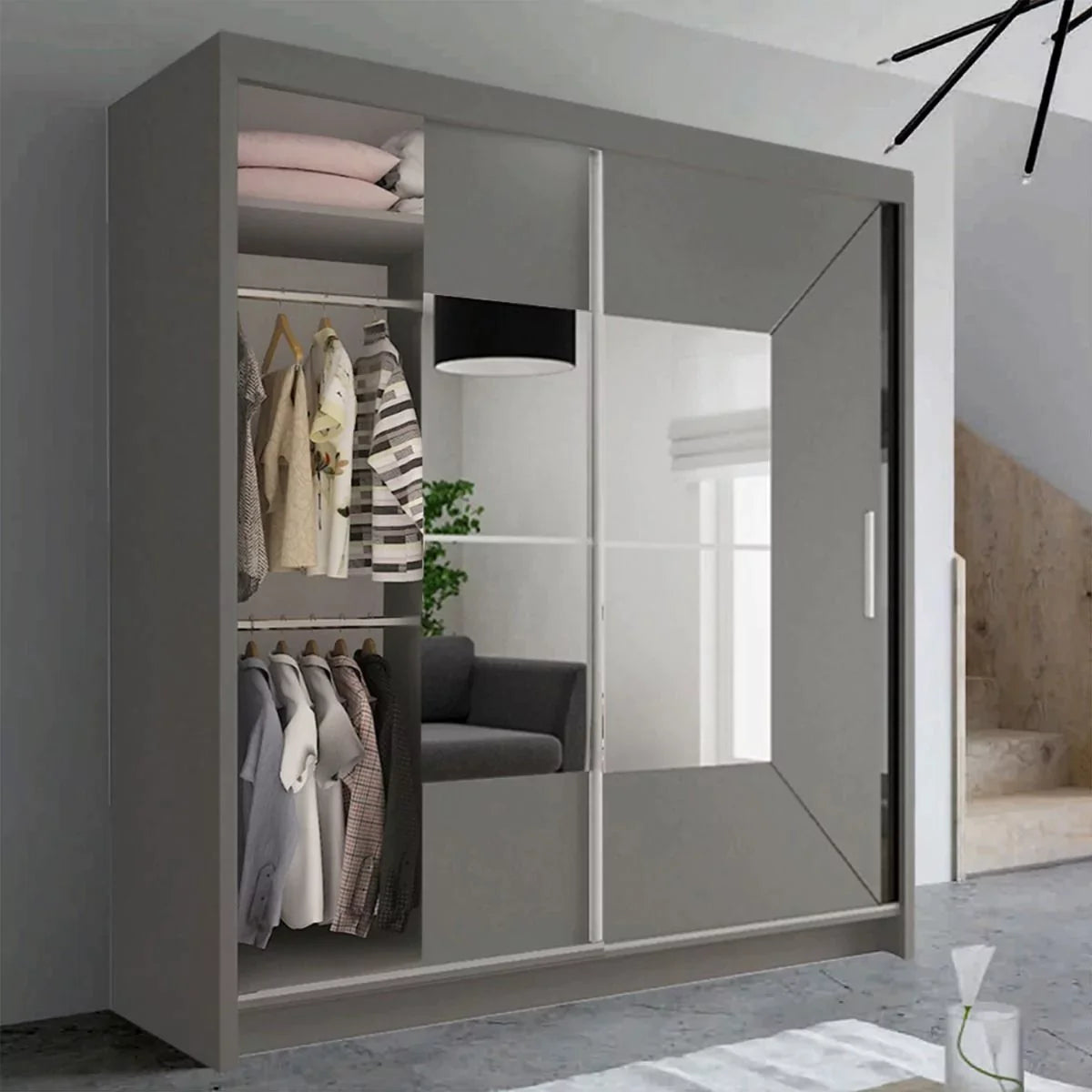 Bartholomew Mirrored Sliding Wardrobe - Black